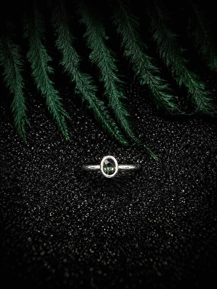 Dainty Blue Green Sapphire Ring