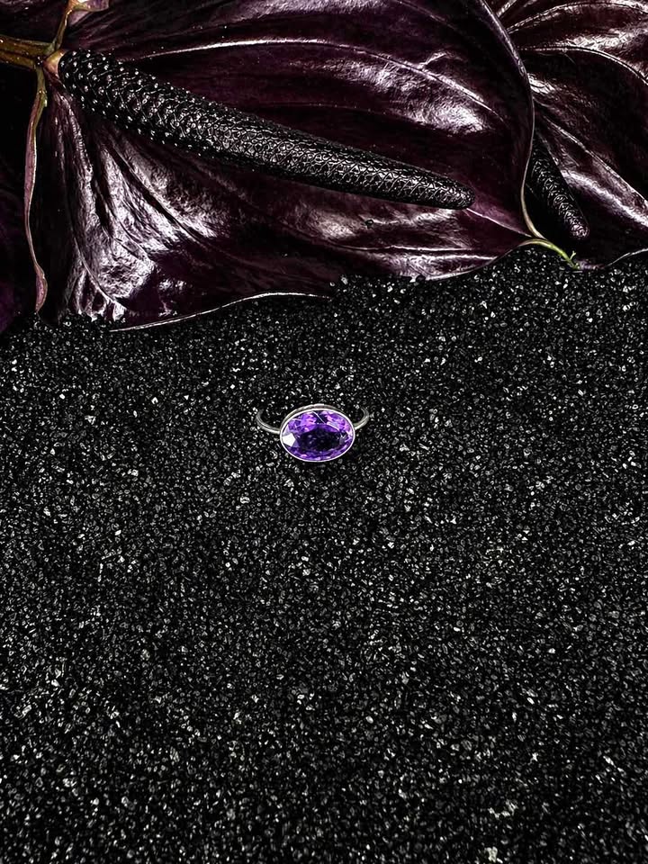 Organic Silver and Amethyst Ring