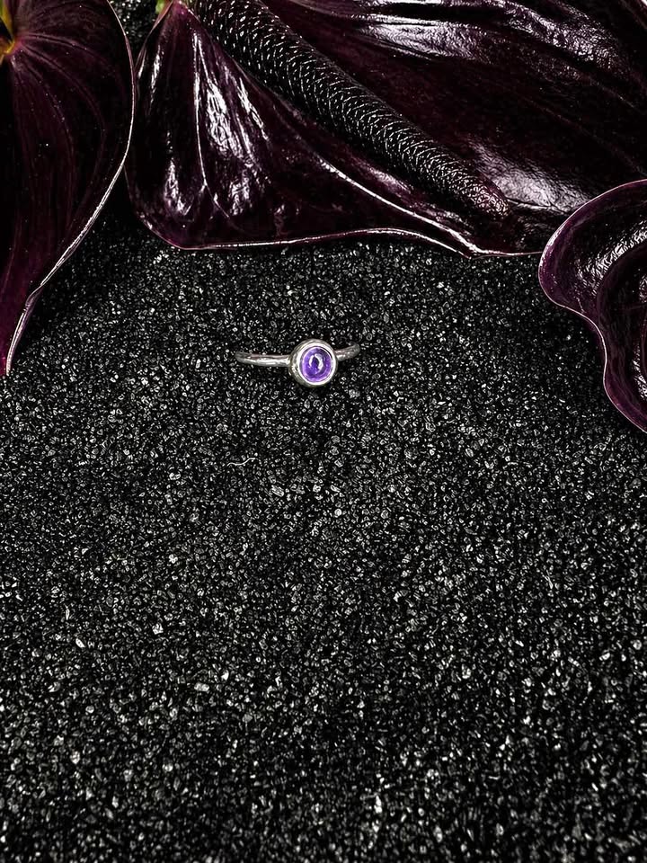 Dainty Silver and Amethyst Ring