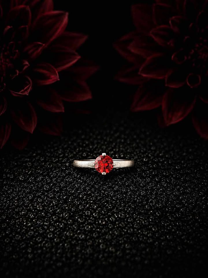 Red Garnet and Sterling Silver Ring
