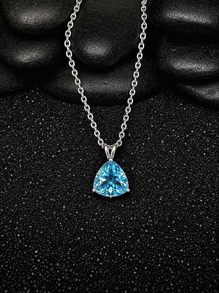 Large Swiss Blue Topaz Pendant