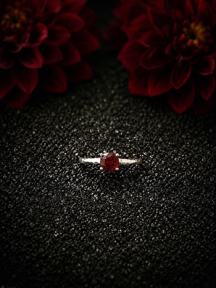 Sterling Silver and Red Garnet Ring
