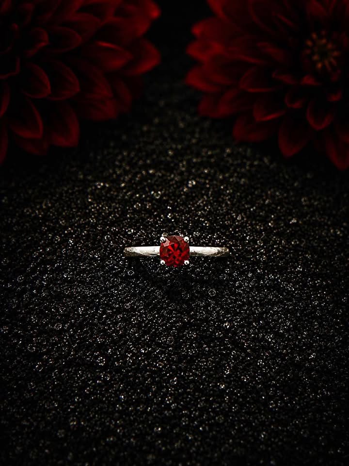 Red Garnet Sterling Silver Ring