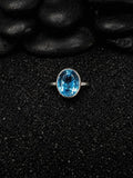 Large Swiss Blue Topaz Ring