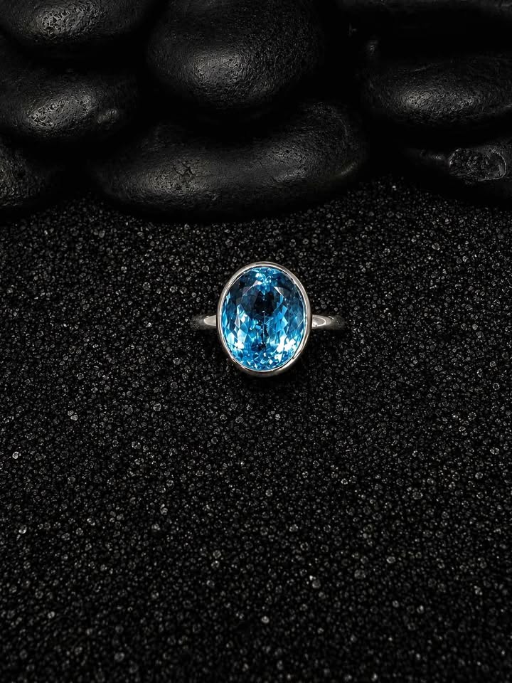 Large Swiss Blue Topaz Ring